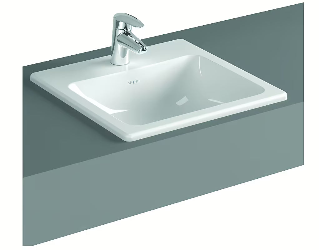 Ugradbeni umivaonik Vitra S20 55 x 45 cm od bijele keramike s preljevom i otvorom pro za slavinu u sredini