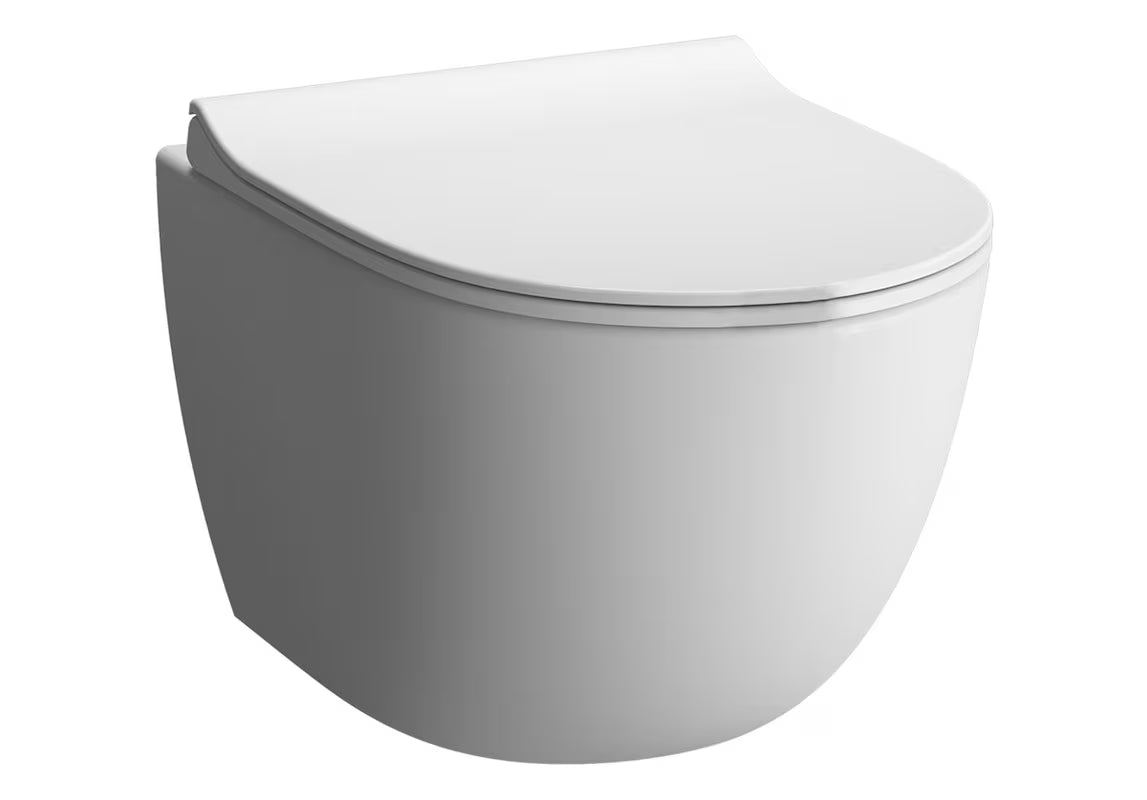 Bijeli viseća WC školjka Vitra Sento s rimless izvedbom i skrivenim pričvršćenjem