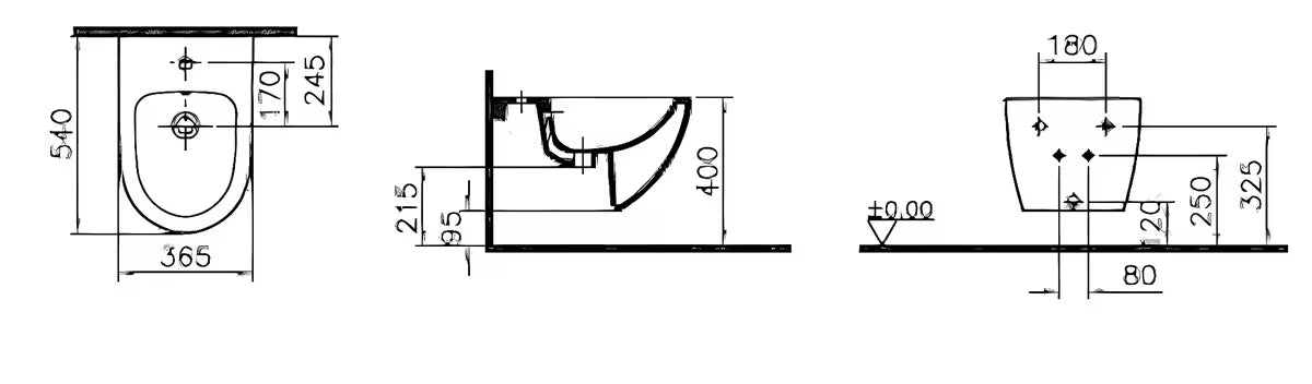 Bijeli viseći bide vitra Shift sa skrivenim pričvršćenjem keramike, bez vidljivih poklopaca i otvora.