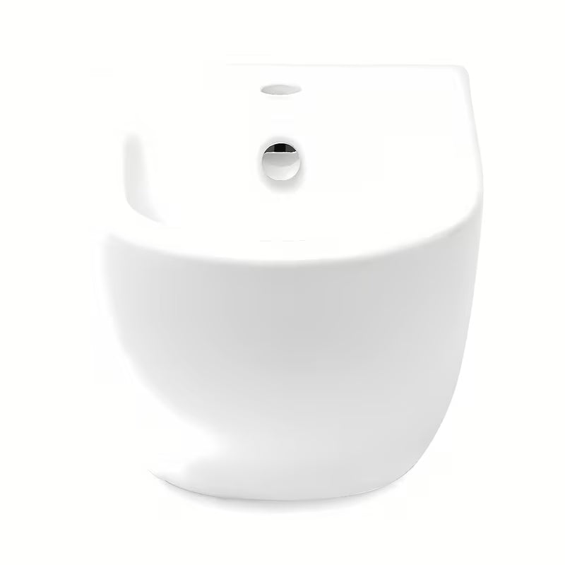 Bijeli viseći bide vitra Shift sa skrivenim pričvršćenjem keramike, bez vidljivih poklopaca i otvora.