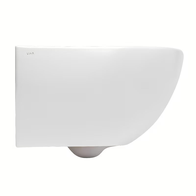 Bijeli viseća WC školjka vitra Shift bez sustava za ispiranje sa skrivenim pričvršćenjem i zaobljenim oblikom.