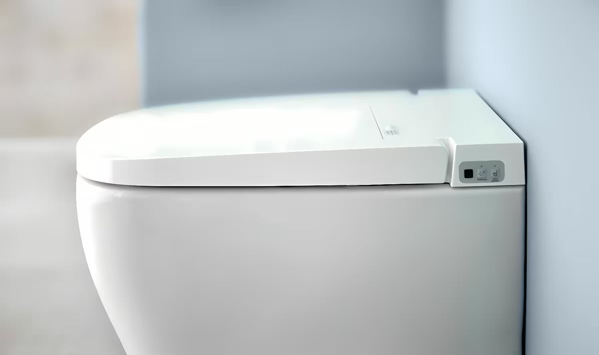Bijeli inteligentni WC školjka s Funkcijom Bidea Vitra V Care 1.1 bez sustava za ispiranje s wc daskom