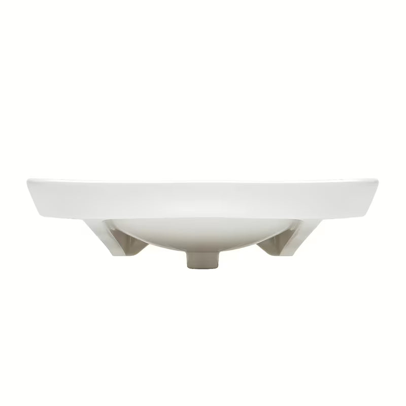 Bijeli bez barijera viseći umivaonik Vitra od keramike s preljevom i otvorom pro za slavinu u sredini