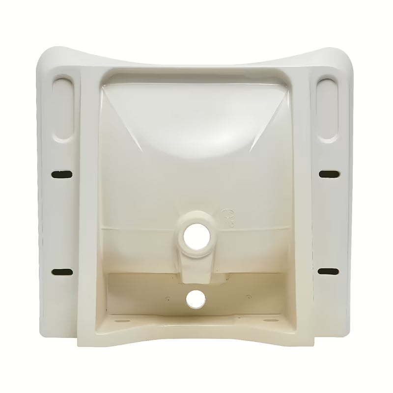 Bijeli bez barijera viseći umivaonik Vitra od keramike s preljevom i otvorom pro za slavinu u sredini