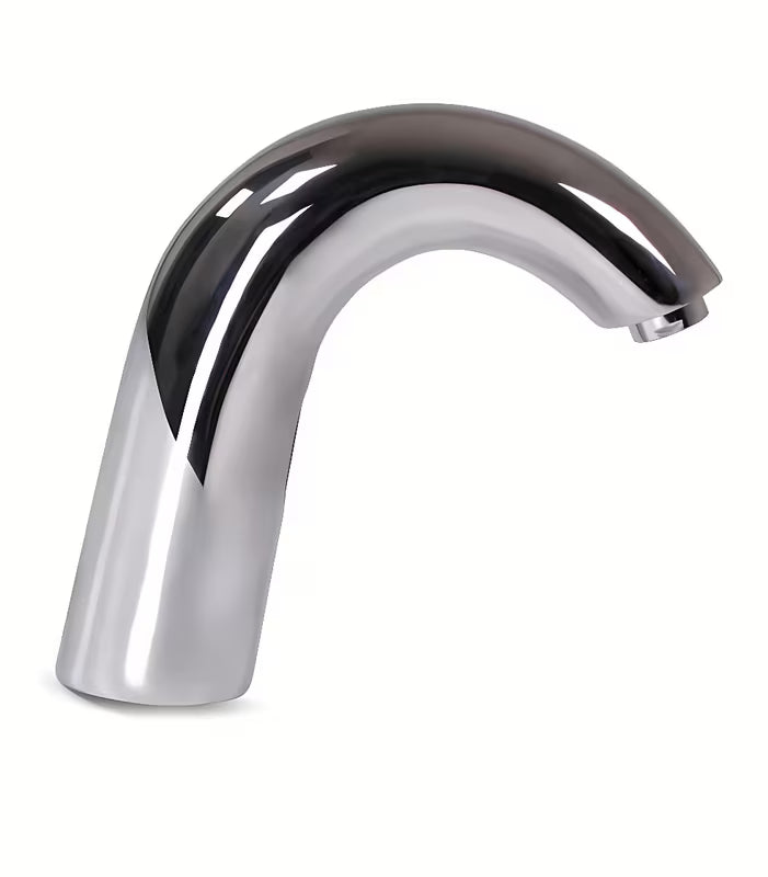 Kromirana senzorska miješalica za umivaonik Weltservis Donner s infracrvenim aktiviranjem i ručnim upravljanjem temperaturom.