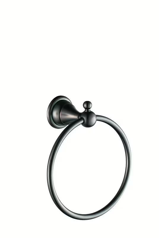 Potpuno metalni držač ručnika WF Industrial u završnoj obradi uljem trljana bronca u tamnoj nijansi s bordo tonom.