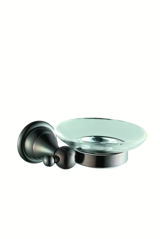 Zidna posuda za sapun WF Industrial Dark-Metal u završnoj obradi uljem trljana bronca sa staklenom posudicom za sapun.