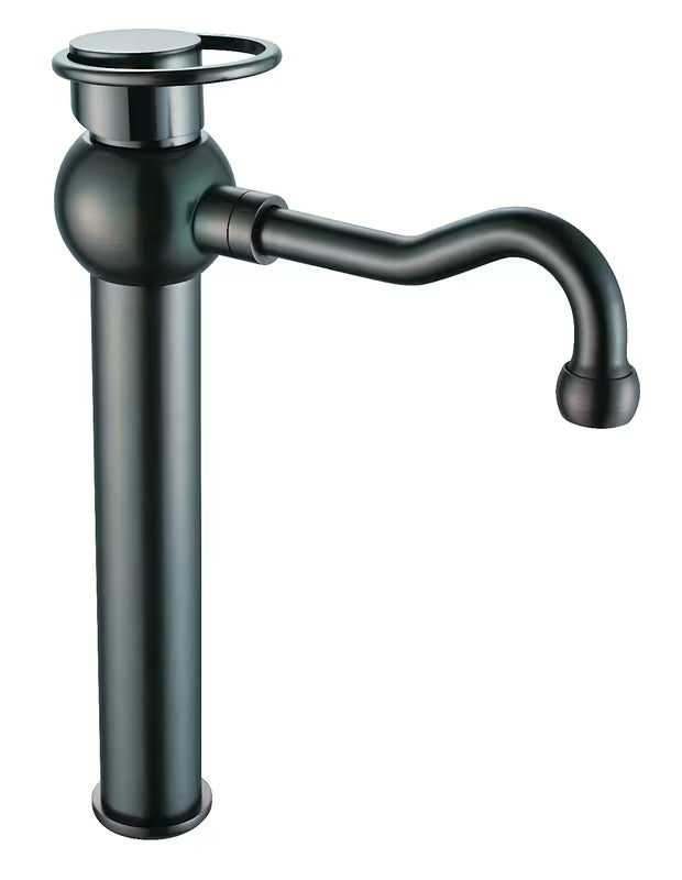 Visoka jednoručna baterija umivaonička stojeća slavina WF Industrial u završnoj obradi uljno brušena bronca Dark-Metal.