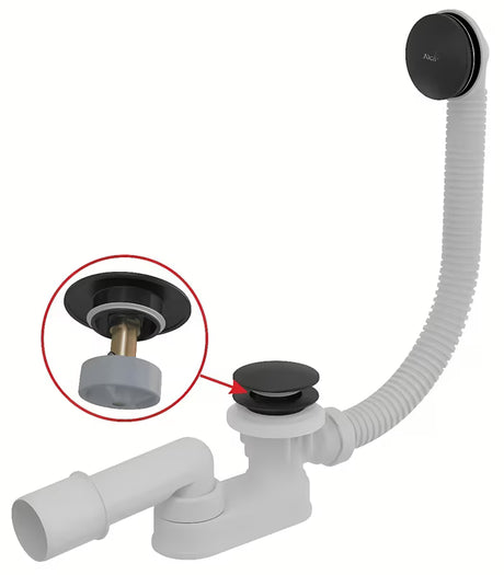 Odljevno preljevna Garnitura Za Kadu Alca ClickClack u mat crnoj završnoj obradi s preljevom