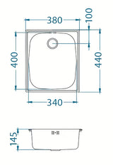 Nehrđajući ugradbeni sudoper  Alveus Basic 10 bez ocjeđivača s preljevom i sitastim odvodom