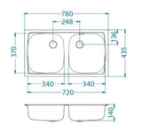 Nehrđajući ugradbeni kuhinjski dvostruki sudoper Alveus Basic 160 bez ocjeđivača s dvije posude