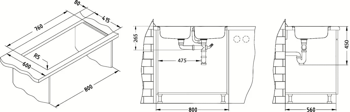 Nehrđajući ugradbeni kuhinjski dvostruki sudoper Alveus Basic 160 bez ocjeđivača s dvije posude