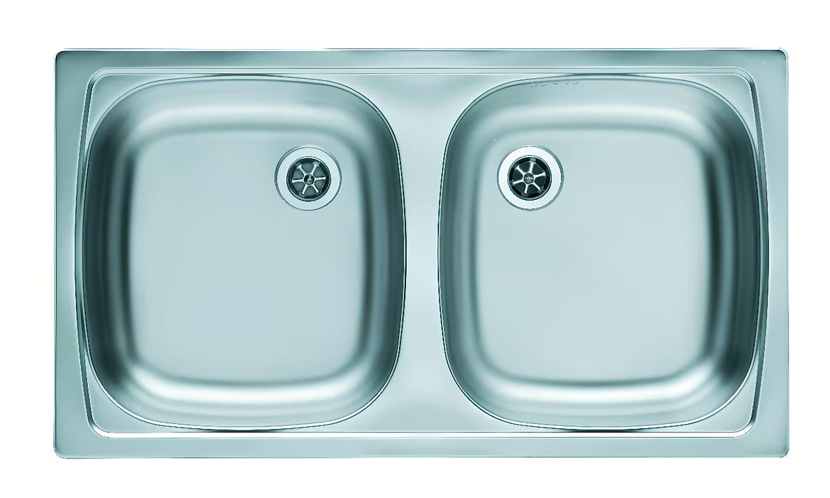 Inox kuhinjski ugradbeni dvostruki sudoper Alveus Basic 160 bez ocjeđivača s dvije posude