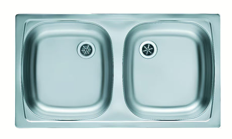 Inox kuhinjski ugradbeni dvostruki sudoper Alveus Basic 160 bez ocjeđivača s dvije posude