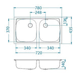 Inox kuhinjski ugradbeni dvostruki sudoper Alveus Basic 160 bez ocjeđivača s dvije posude
