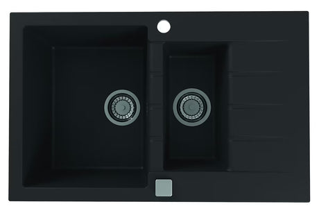 Crni granitni sudoper  Alveus Cadit 70 / 91 s tuš kadom i ocjeđivačem na radnu ploču.