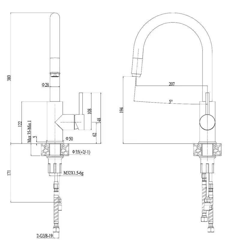 Alveus Delos jednoručna baterija miješalica za sudoper u antracit boji s okretnim izljevom s izvlačnim tušem
