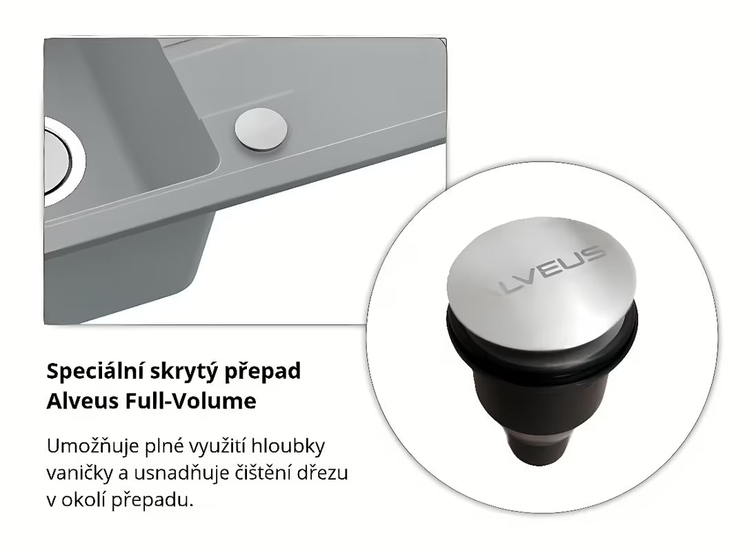 Crni granitni sudoper  Alveus Intermezzo 130 s ocjeđivačem na radnu ploču