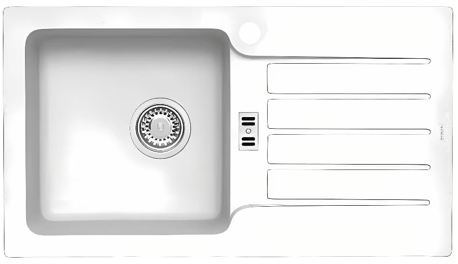 Bijeli granitni ugradbeni sudoper  Alveus s ocjeđivačem i otvorom pro za slavinu