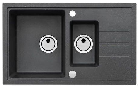 Granitni sudoper  Alveus Black 91 crni s ocjeđivačem, reverzibilna izvedba, 78 x 48 cm