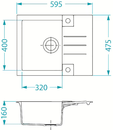Ugradbeni granitni sudoper  Alveus s ocjeđivačem i ekstra glatkom površinom