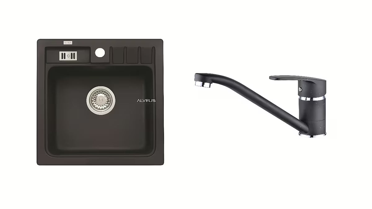 Set granitnog kuhinjskog sudopera Alveus Seta092 bez ocjeđivača s glatkom površinom i sitastim odvodom
