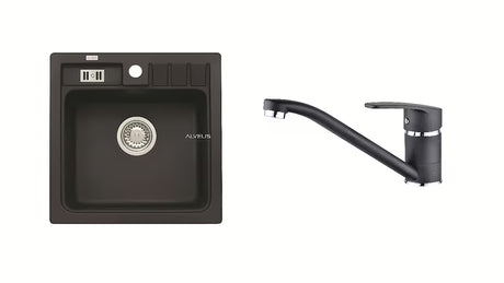 Set granitnog kuhinjskog sudopera Alveus Seta092 bez ocjeđivača s glatkom površinom i sitastim odvodom