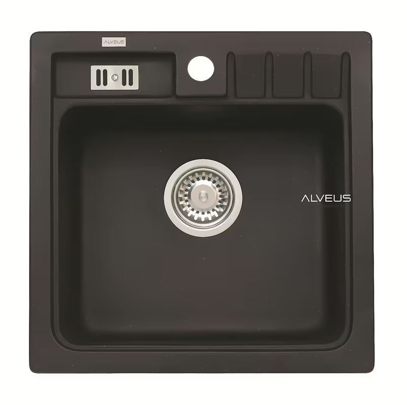 Set granitnog kuhinjskog sudopera Alveus Seta092 bez ocjeđivača s glatkom površinom i sitastim odvodom