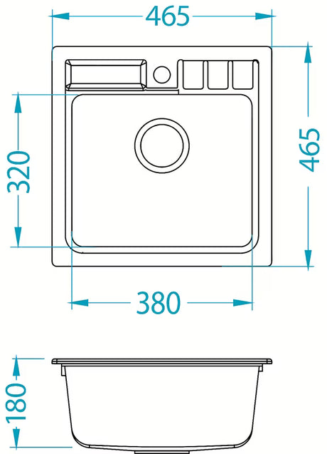 Set granitnog kuhinjskog sudopera Alveus Seta092 bez ocjeđivača s glatkom površinom i sitastim odvodom