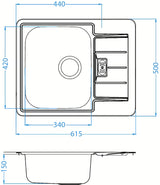 Alveus Line 60 ugradbeni nehrđajući sudoper  s ocjeđivačem u dekor izvedbi