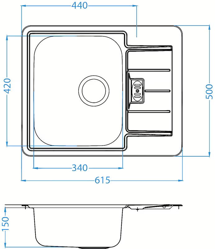 Alveus Line 60 ugradbeni nehrđajući sudoper  s ocjeđivačem u dekor izvedbi