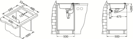 Alveus Line 60 ugradbeni nehrđajući sudoper  s ocjeđivačem u dekor izvedbi