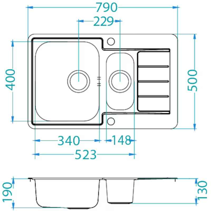 Ugradbeni nehrđajući sudoper  Alveus Line 70 Maxim I s ocjeđivačem i manjom kadicom