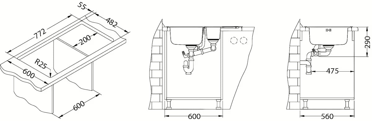 Ugradbeni nehrđajući sudoper  Alveus Line 70 Maxim I s ocjeđivačem i manjom kadicom