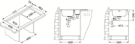 Ugradbeni nehrđajući sudoper  Alveus Line 70 Maxim I s ocjeđivačem i manjom kadicom