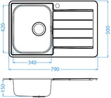 Nehrđajući ugradbeni sudoper  Alveus Line 80 s ocjeđivačem u izvedbi SAT
