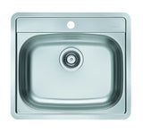 Nehrđajući ugradbeni sudoper  Alveus More 10 bez ocjeđivača, s preljevom i otvorom pro za slavinu.