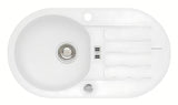 Bijeli granitni sudoper  Alveus Niagara 40 s ocjeđivačem pro montaža na radnu ploču.