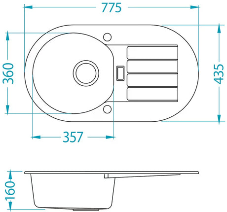 Bijeli granitni sudoper  Alveus Niagara 40 s ocjeđivačem pro montaža na radnu ploču.