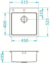 Inox kuhinjski jednostruki sudoper Alveus Pure 30 bez ocjeđivača pro ugradnja na radnu ploču