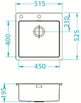 Inox sudoper  Alveus Pure 30 bez ocjeđivača pro ugradnja na radnu ploču