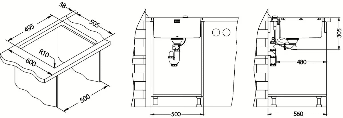 Inox sudoper  Alveus Pure 30 bez ocjeđivača pro ugradnja na radnu ploču