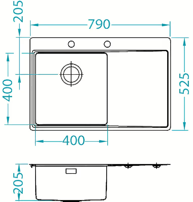 Inox sudoper  Alveus Pure 40 s ocjeđivačem i koritom lijevo, pro ugradnja na radnu ploču.