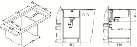 Inox sudoper  Alveus Pure 40 s ocjeđivačem i koritom lijevo, pro ugradnja na radnu ploču.