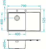 Inox sudoper  Alveus Pure 40 s ocjeđivačem s koritom desno