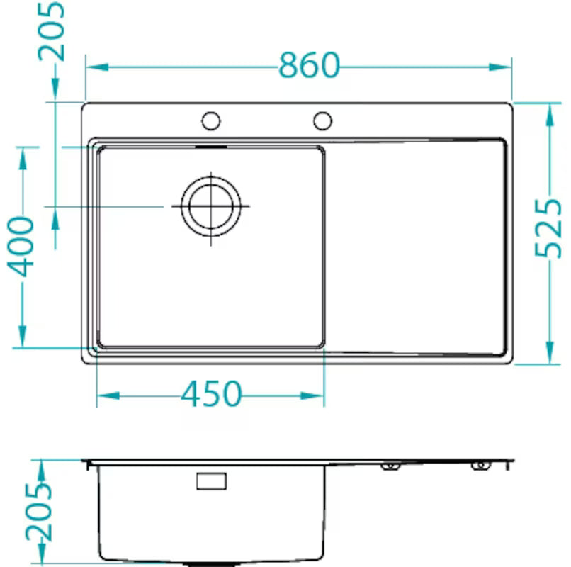Inox sudoper  Alveus Pure 50 s ocjeđivačem s koritom lijevo