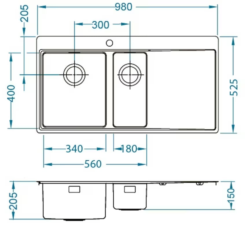 Inox sudoper  Alveus Pure 60 s ocjeđivačem pro ugradnja na radnu ploču