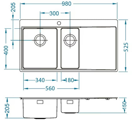 Inox sudoper  Alveus Pure 60 s ocjeđivačem pro ugradnja na radnu ploču