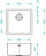 Inox ugradbeni sudoper  Alveus Qudrix 30 bez ocjeđivača u izvedbi SAT