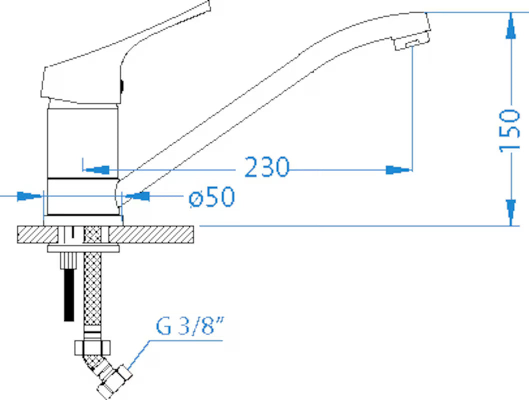 Kromirana jednoručna baterija miješalica za sudoper Alveus Riviera s okretnim izljevom